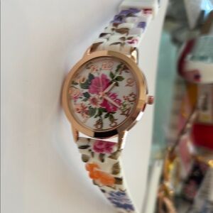 Floral Women's Watch with Rose Gold Accents